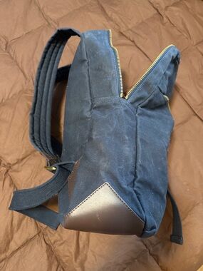 Navy Canvas Backpack with Contrast Leather Corners made by Banana republic